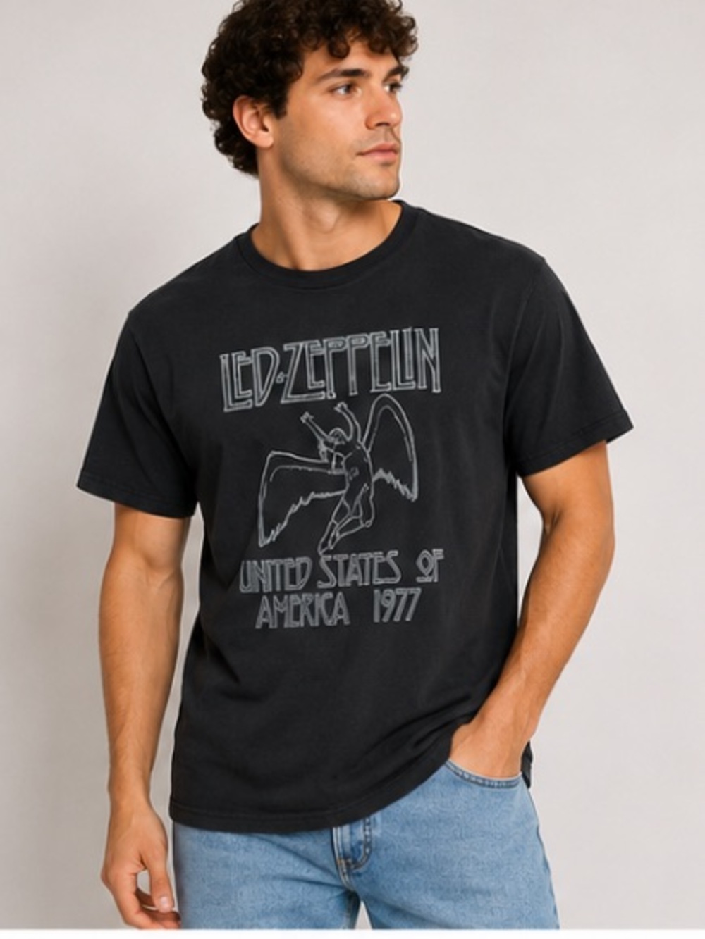 X-Large black mens graphic tee Led Zeppelin